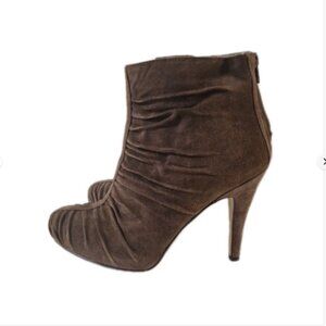 NINE WEST NEW JOYRIDES RUCHED BROWN SUEDE ANKLE BOOTS SIZE 8M NWT